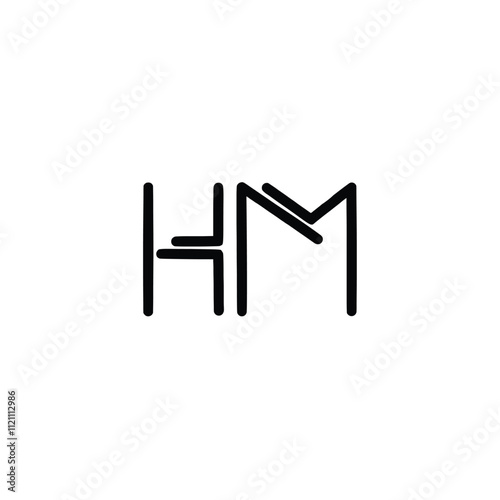 HM monogram logo design letter text name symbol monochrome logotype alphabet character simple logo