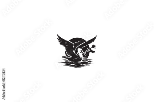 A Albatross Birds vector silhouette image adobe illustrator..eps