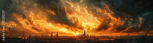 Dramatic sunset over historic architecture in moscow landscape photography capturing nature's beauty and urban majesty