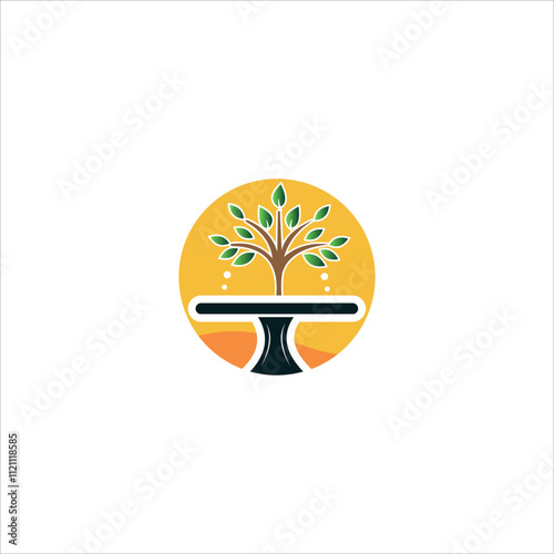 A tree symbol resembling a dining table, evoking balance and nature logo vector