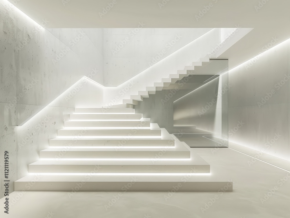 Modern White Staircase in Minimalist Interior