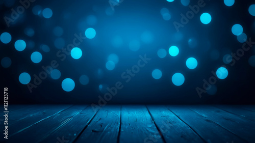 A background featuring a bokeh effect, complemented by a wooden floor at the bottom