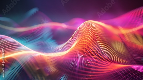 Wavy, colorful streaks of light moving in a flowing, wave-like pattern, creating a smooth and vibrant backdrop.