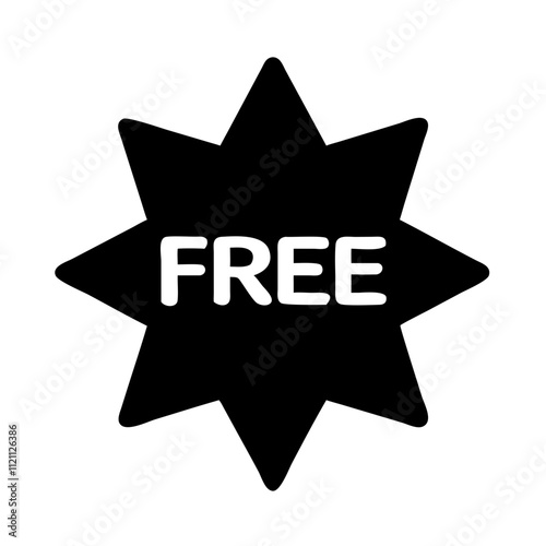 Eight-pointed star icon with "FREE" text for business and marketing purposes