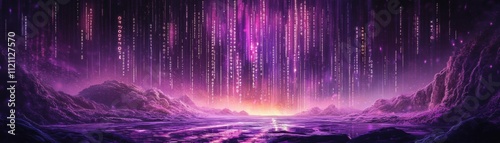 Stunning cosmic aurora display over tranquil ocean serene landscape digital art environment mystical viewpoint