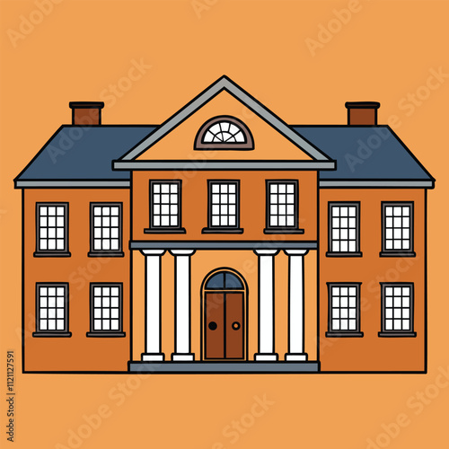 "Elegant Georgian House Vector Illustration"