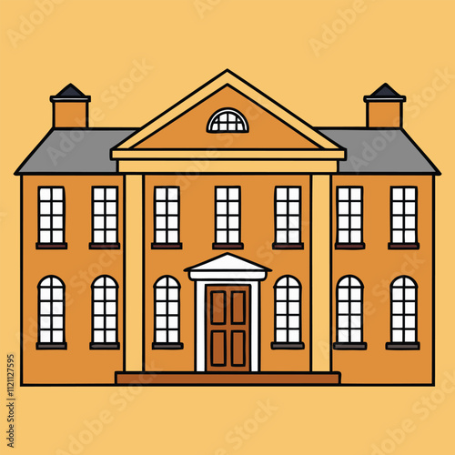 "Elegant Georgian House Vector Illustration"
