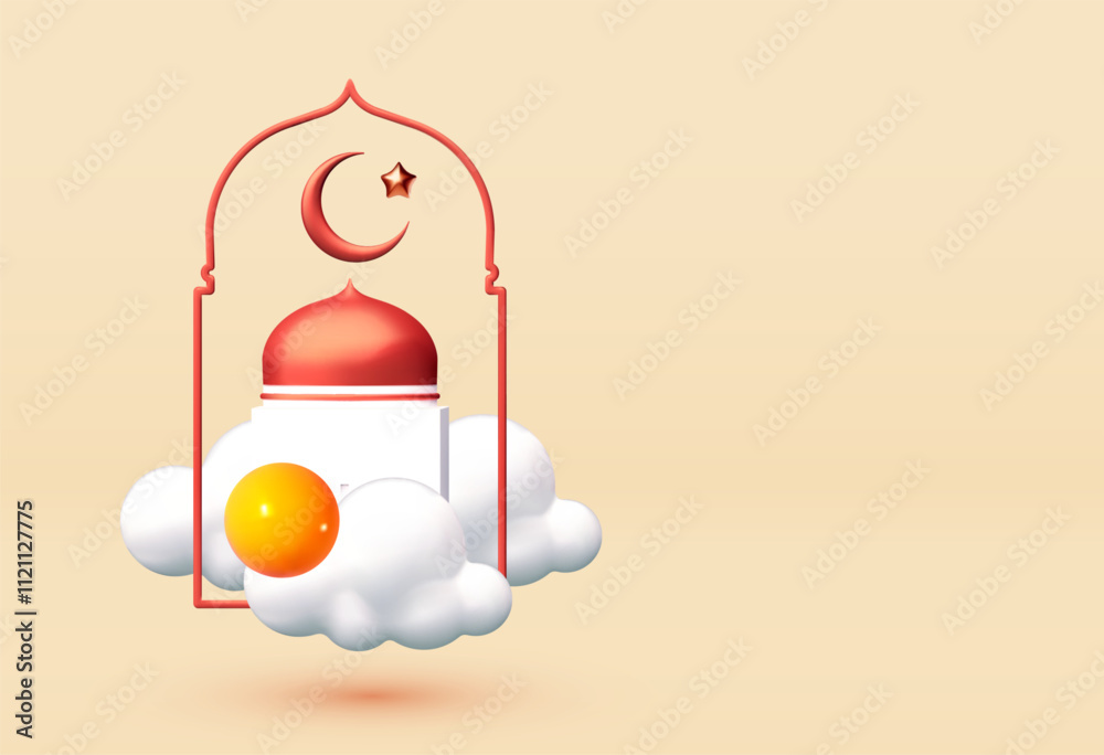 Ramadan Kareem. Islamic greeting card template. 3D traditional holiday design. Ramadan Kareem. Islamic greeting card template. 3D traditional holiday design.