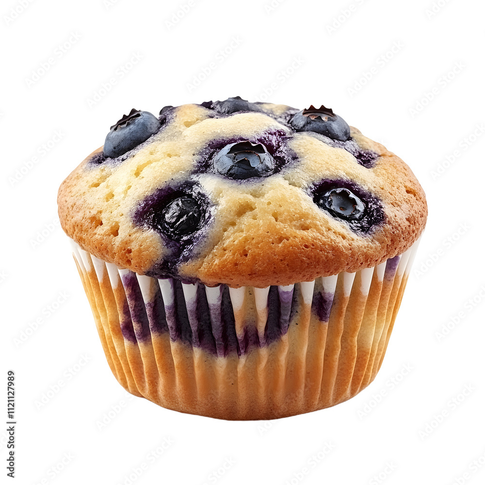 A Freshly Baked Blueberry Muffin on White PNG A Freshly Baked Blueberry Muffin on White PNG