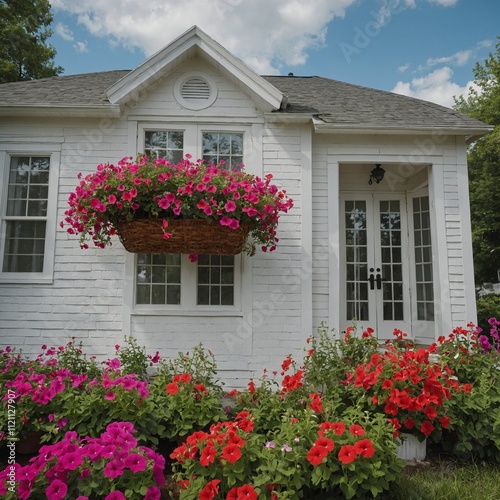 house with flowers in front