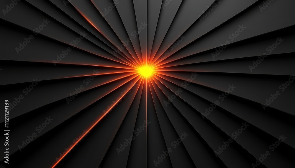 Abstract Black Radiating Lines Glowing Orange Center Abstract Black Radiating Lines Glowing Orange Center