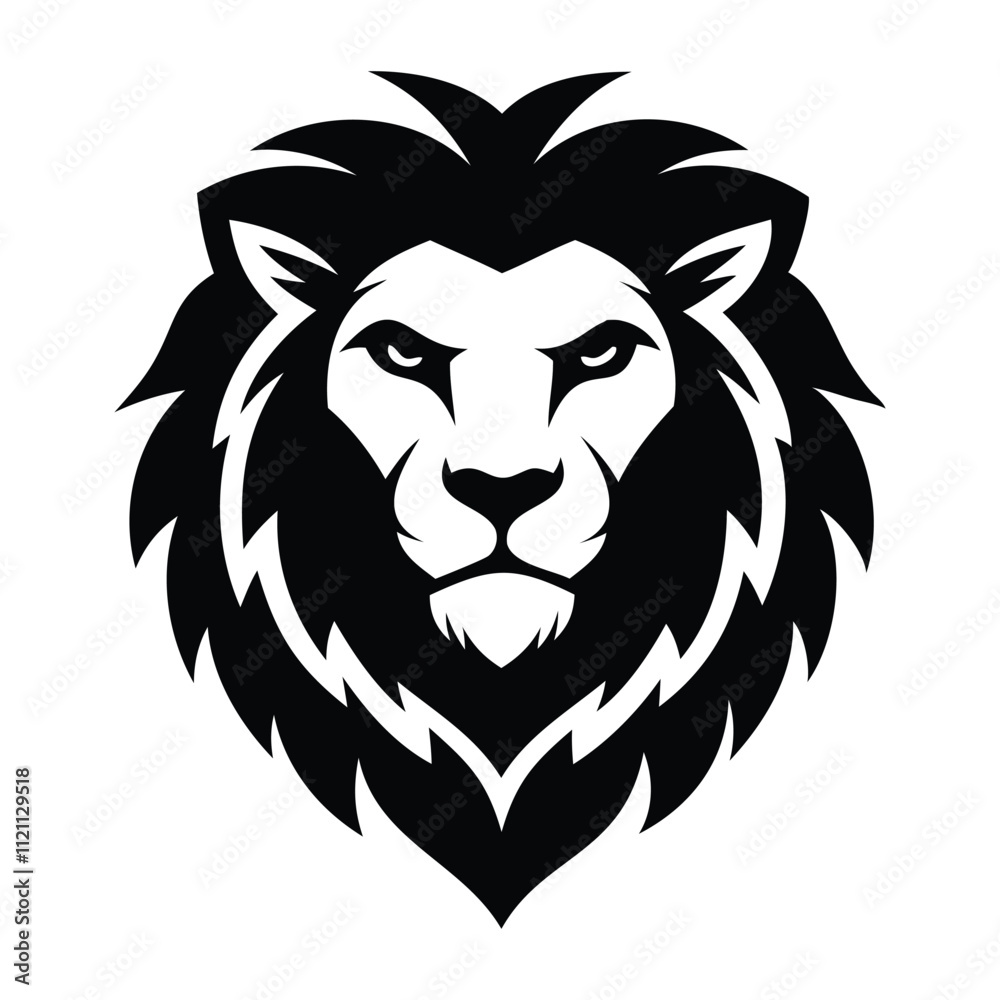 Fototapeta premium Lion Head Vector Silhouette.