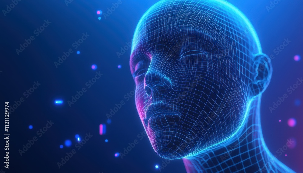 Digital Wireframe Head Abstract Futuristic Portrait Digital Wireframe Head Abstract Futuristic Portrait