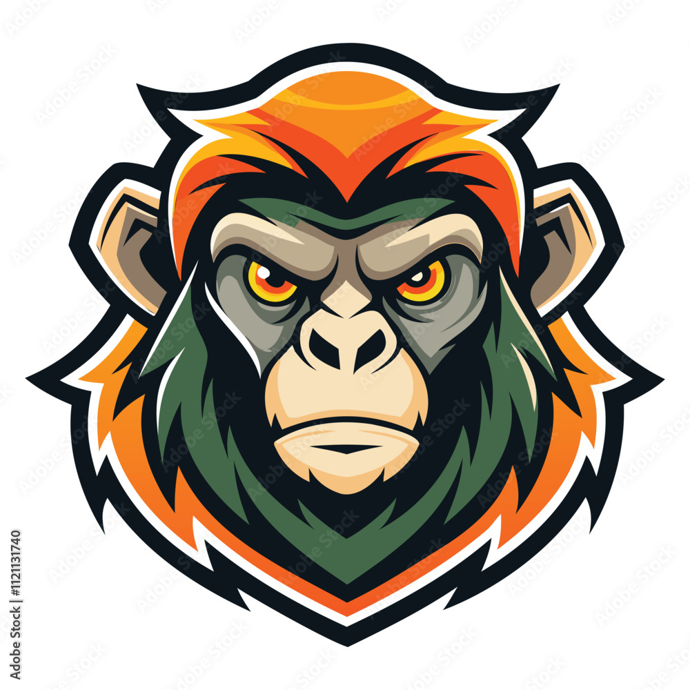 Obraz premium Fierce Monkey Head Mascot Logo Vector Bold and Dynamic Design
