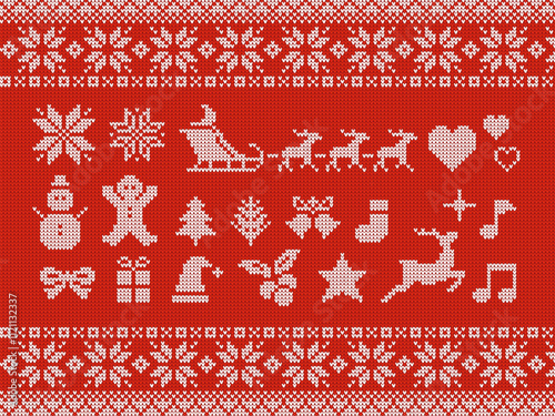 ニット風のクリスマスのアイコンイラスト