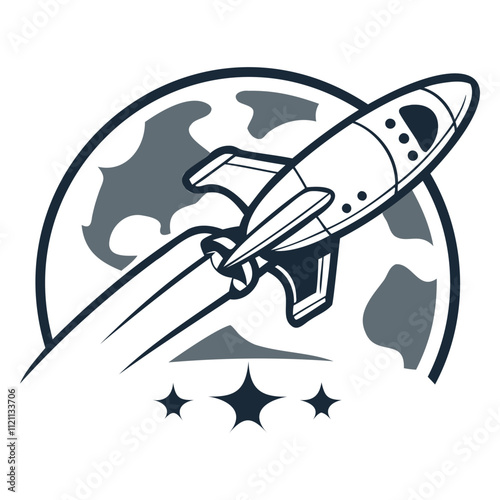 "Dynamic Rocket Vector Illustration: Exploring the Universe"