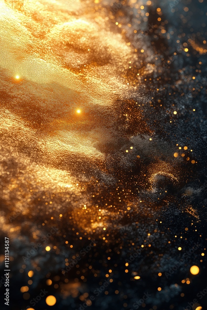 A bright orange and black space with a lot of glitter A bright orange and black space with a lot of glitter