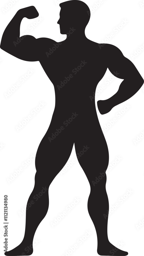 Muscular Man Silhouette Strong Bodybuilder Fitness Image Muscular Man Silhouette Strong Bodybuilder Fitness Image