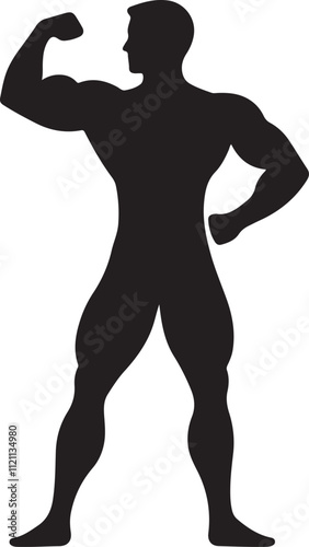 Muscular Man Silhouette Strong Bodybuilder Fitness Image