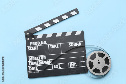 Movie clapper with film ree...