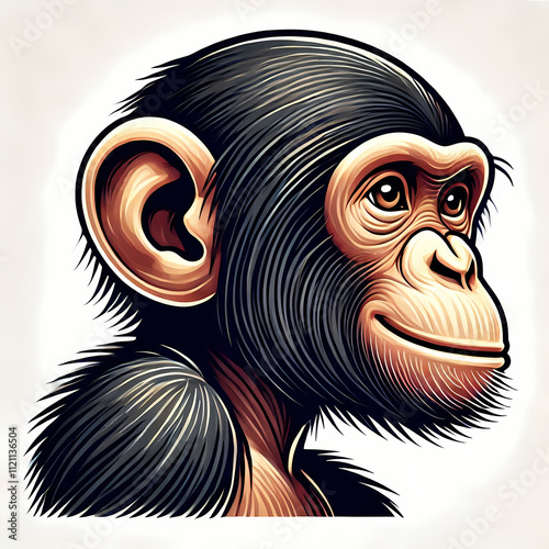 Bonobo  illustration  against white background  photo