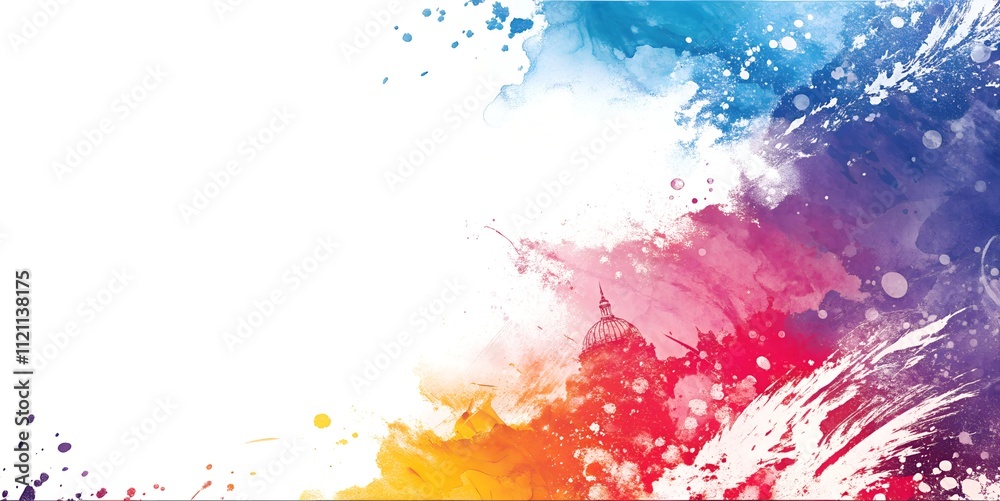 abstract artistic design featuring vibrant watercolor splashes and gradients