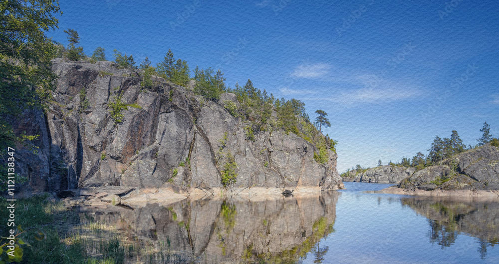 Beautiful mountain landscape with a lake in the foreground Beautiful mountain landscape with a lake in the foreground