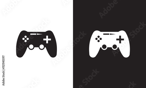 Video game controller icons. joy stick icon . game console icon flat symbol.  isolated on white and black background. Vector illustration.  EPS 10