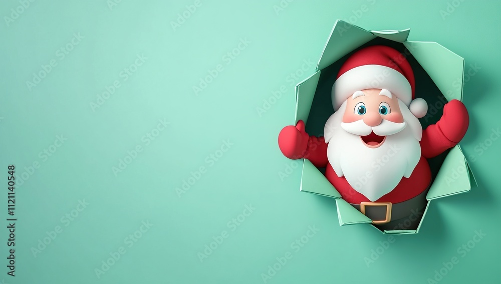 Jolly Santa Claus Emerges from Paper, Bringing Festive Cheer and Holiday Spirit Jolly Santa Claus Emerges from Paper, Bringing Festive Cheer and Holiday Spirit