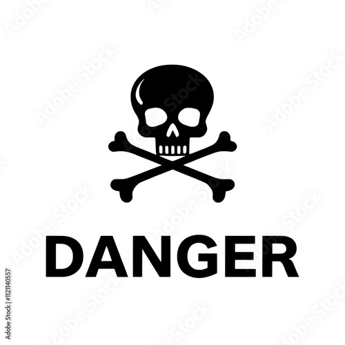 Skull and crossbones with danger text, Warning symbol