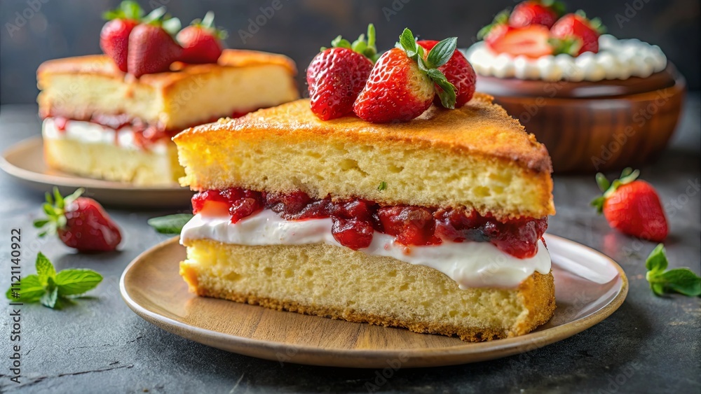 Delicious Strawberry Shortcake Layers with Cream and Jam