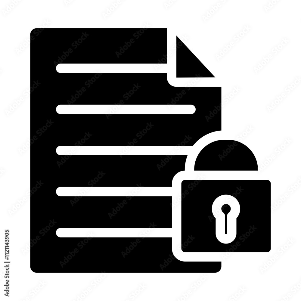 Security Document Solid Icon Security Document Solid Icon