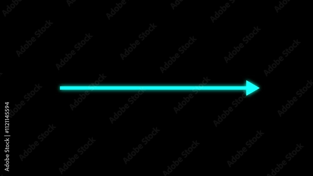 Animation of a simple black arrow extending on black background. The Abstract loop arrow loading bar animation. on black background. Directional bold arrows are direction and swipe right arrow . 