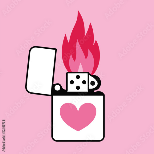 Heart Lighter with Pink Flames Illustration