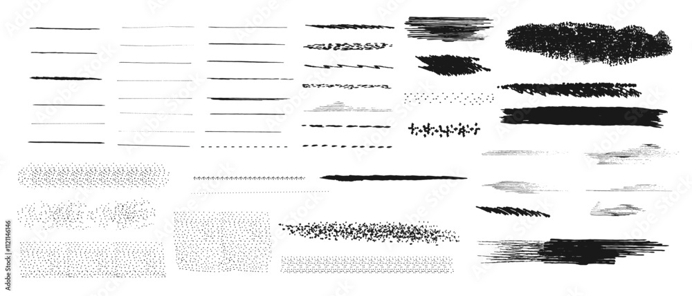 Set of vector grunge brush strokes isolated on white. Set of vector grunge brush strokes isolated on white.