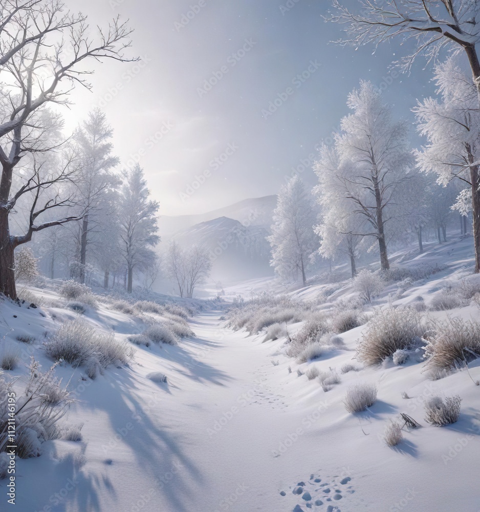 Softly falling snowflakes gently blanket the winter landscape with a layer of frosty white silence, snowy landscape, peaceful surroundings, frozen forest Softly falling snowflakes gently blanket the winter landscape with a layer of frosty white silence, snowy landscape, peaceful surroundings, frozen forest