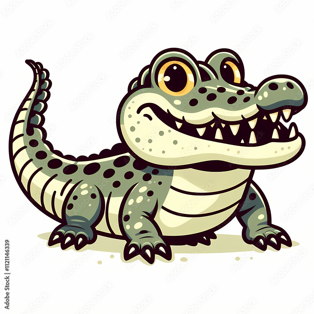 Fototapeta premium Cuban Crocodile illustration against white 