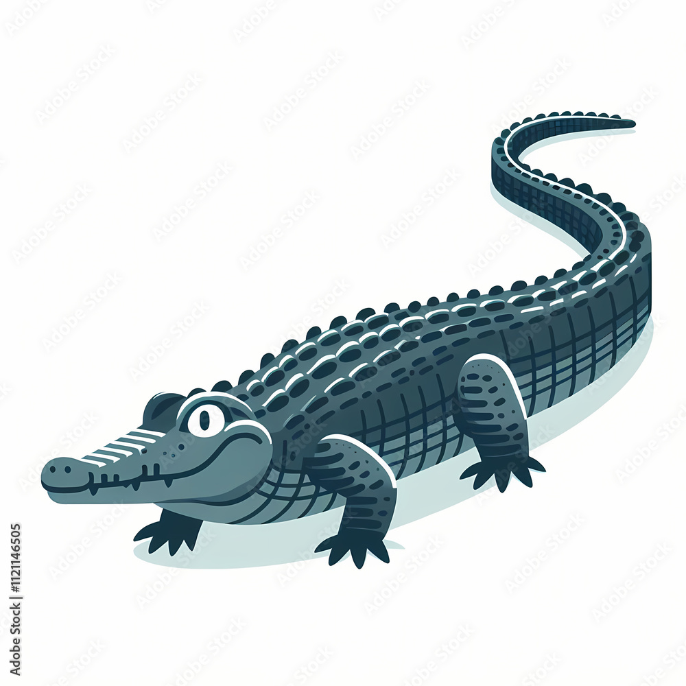 Fototapeta premium Cuban Crocodile illustration against white 