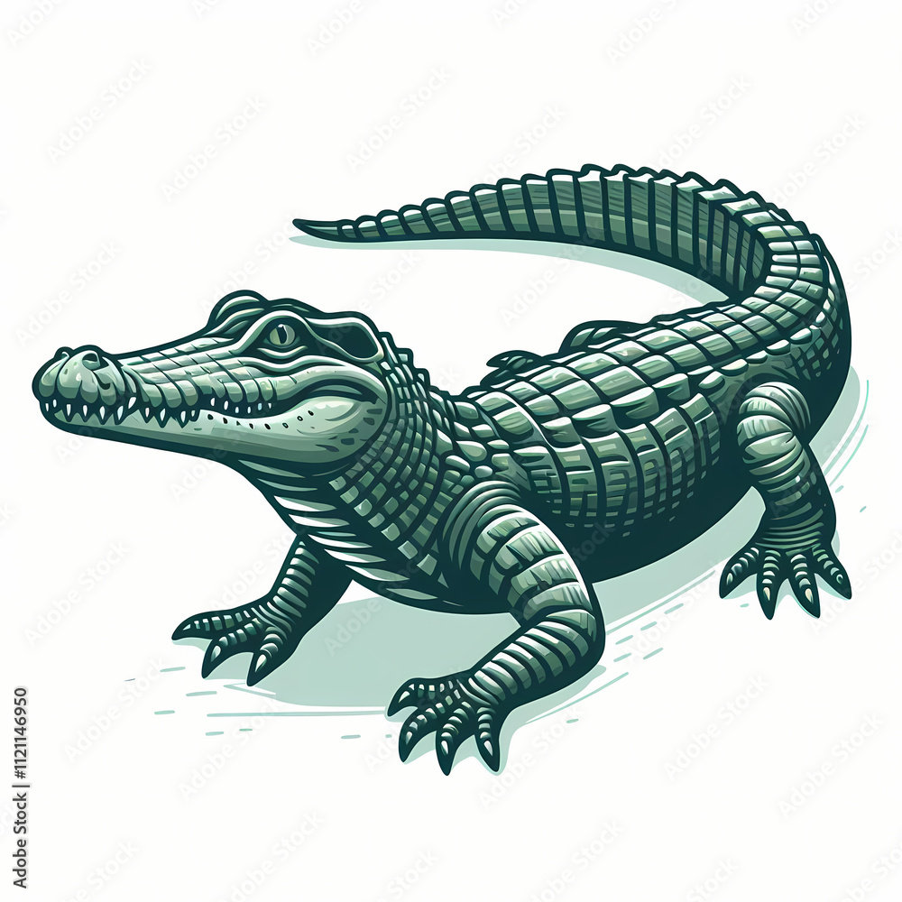 Fototapeta premium Cuban Crocodile illustration against white
