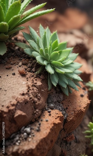 aphid ant farm at the tip of a small succulent plant , ants, insects, greenery photo