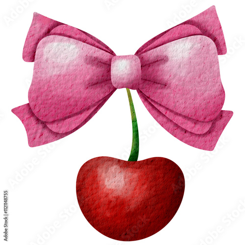 hand painted red cherry tied with a bow