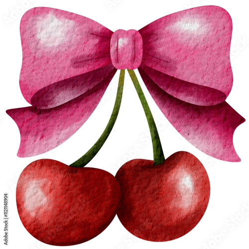 hand painted red cherry tied with a bow
