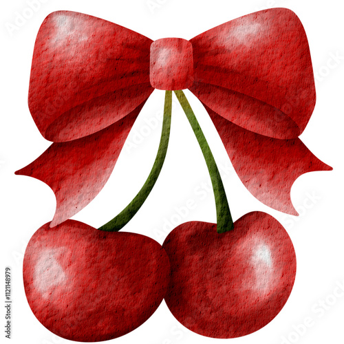 hand painted red cherry tied with a bow