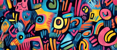 Vibrant Abstract Art Print: Bold Colorful Shapes and Patterns