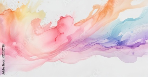 Pastel colored abstract watercolor effects on a white or light-colored surface, watercolor effects, soothing atmosphere