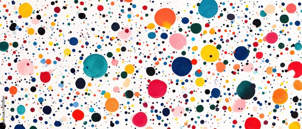 Vibrant Colorful Abstract Painting of Scattered Dots and Circles Vibrant Colorful Abstract Painting of Scattered Dots and Circles