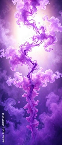Translucent purple smoke wafts through an intense light source , light, source, smoke