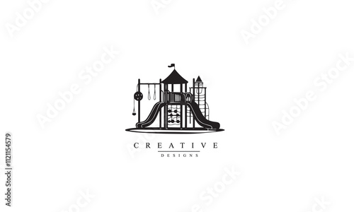 Playground vector black icon white background