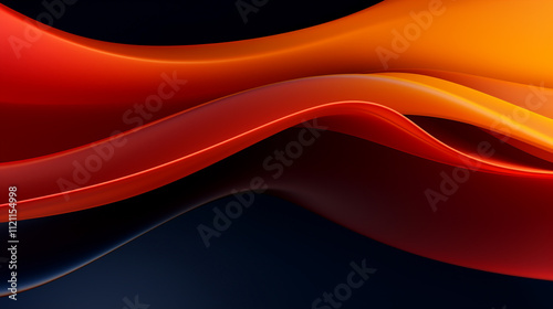 3D render of abstract, smooth, and flowing red and orange waves with a gradient of yellow highlights. 