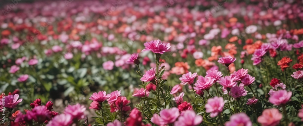 Closeup of a single flower stem amidst a sea of blooms, floral, nature Closeup of a single flower stem amidst a sea of blooms, floral, nature